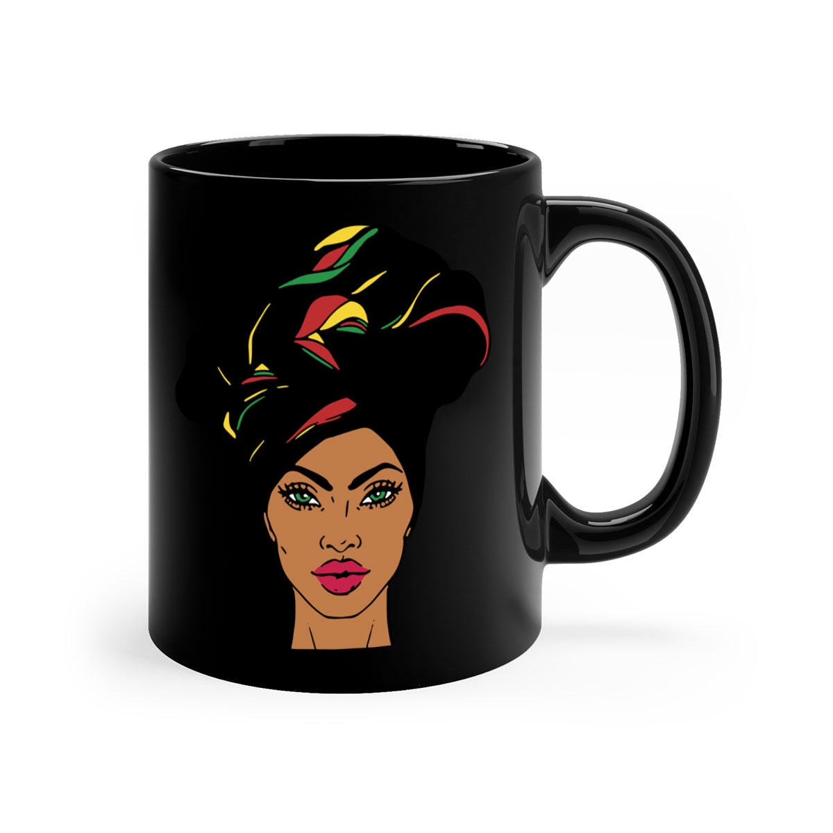 Black Women - Queen 45# Mug with a glossy finish, featuring a colored handle and interior, available in multiple colors.