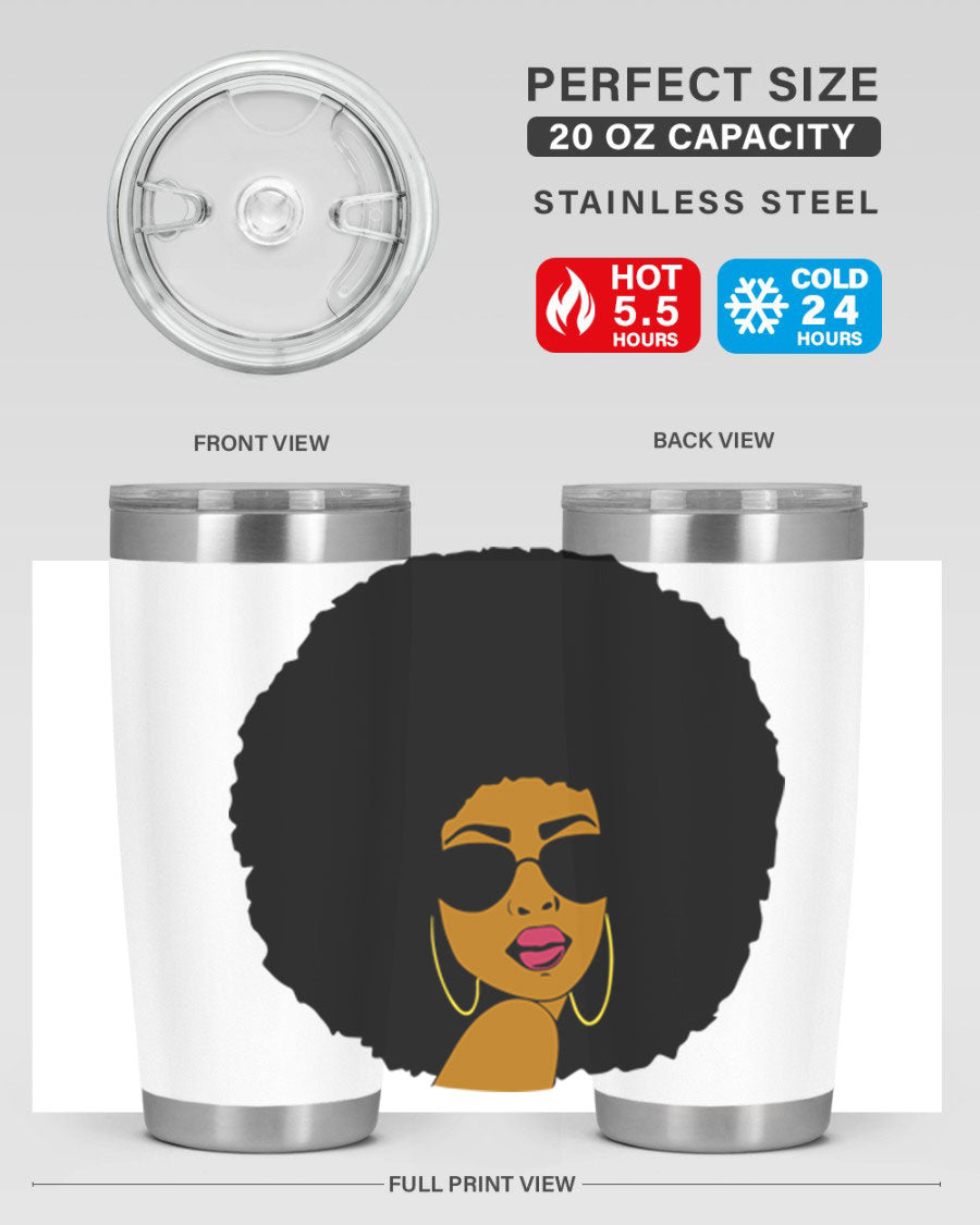 Black Women - Queen 47# Tumbler in stainless steel with a stylish design, perfect for hot and cold beverages.