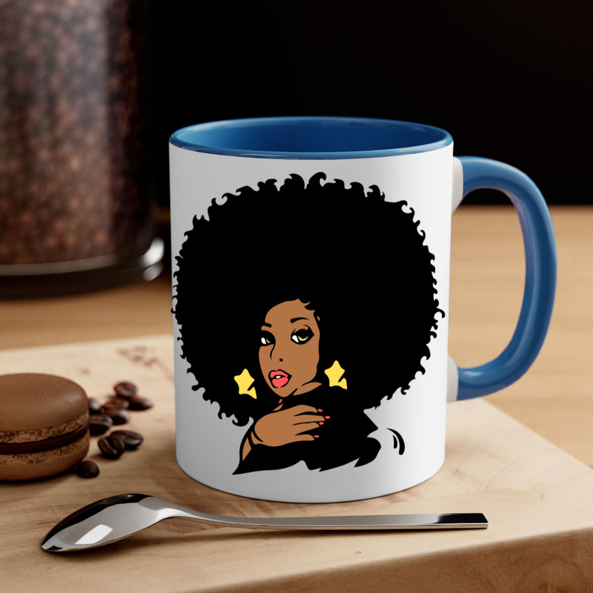 Black Women - Queen Mug featuring a glossy finish, colorful handle, and interior, available in multiple colors and sizes.