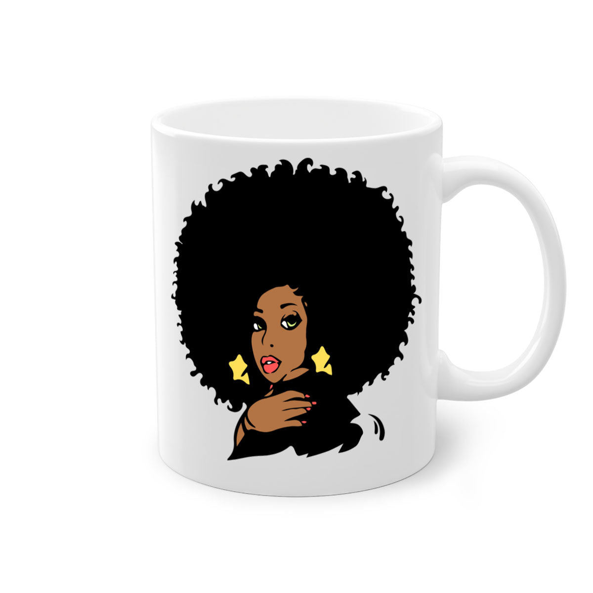Black Women - Queen Mug featuring a glossy finish, colorful handle, and interior, available in multiple colors and sizes.