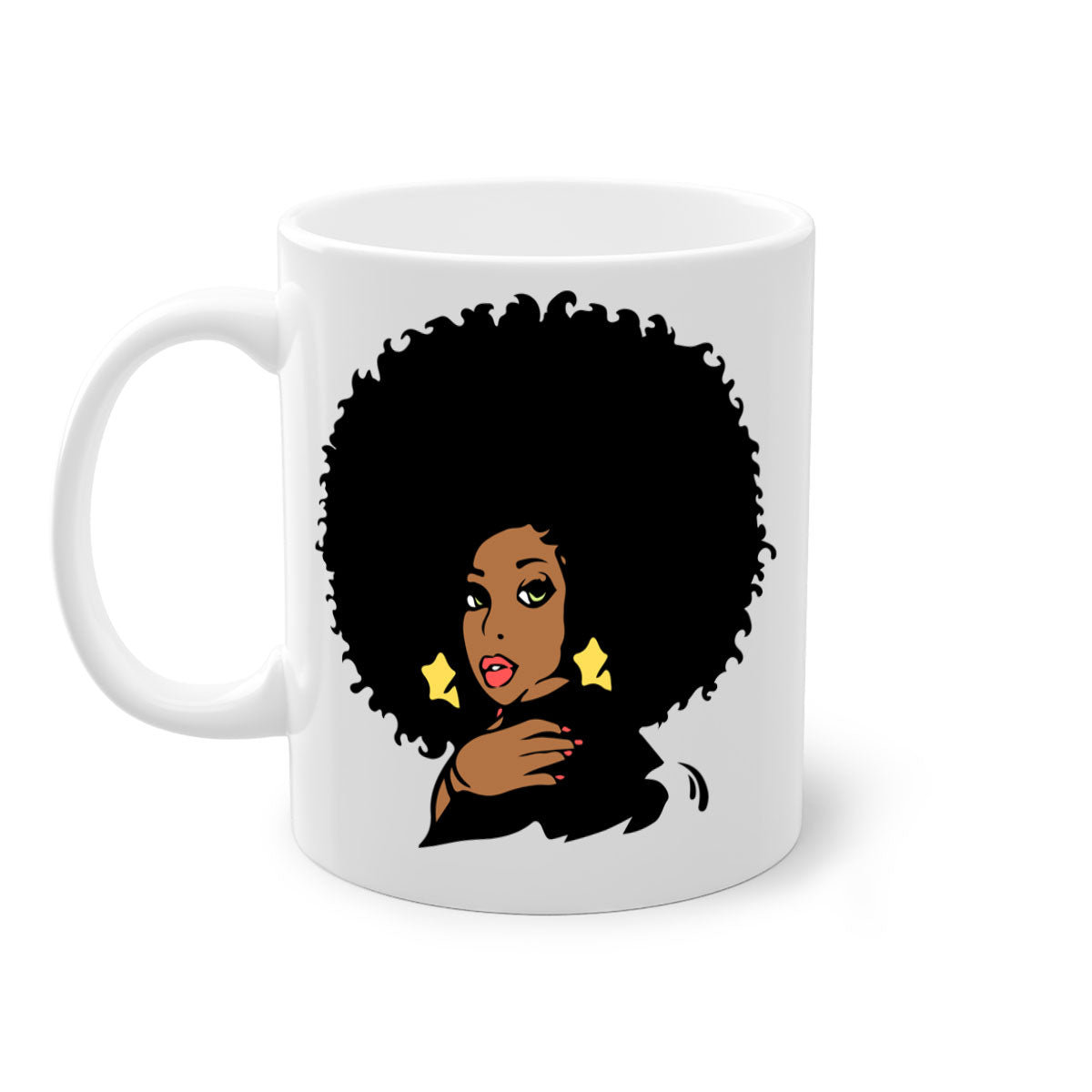 Black Women - Queen Mug featuring a glossy finish, colorful handle, and interior, available in multiple colors and sizes.