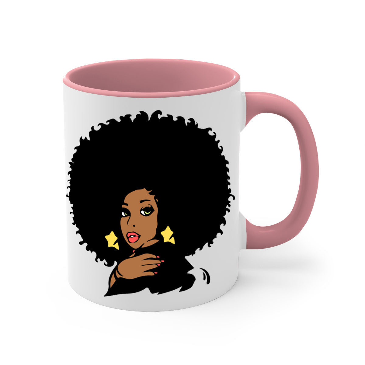 Black Women - Queen Mug featuring a glossy finish, colorful handle, and interior, available in multiple colors and sizes.