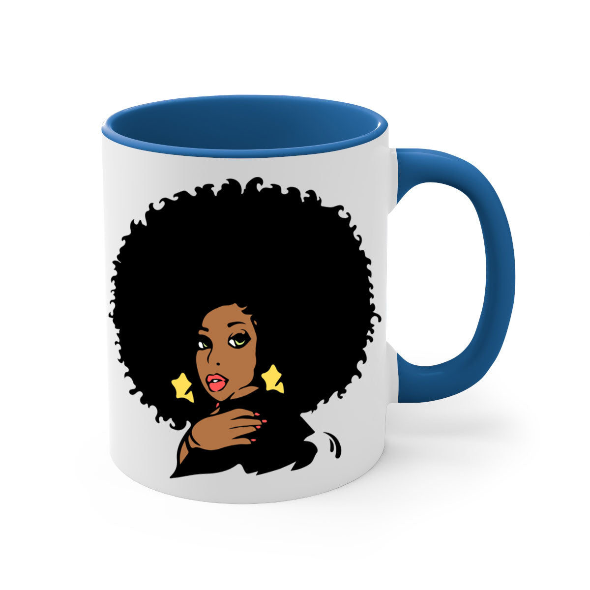 Black Women - Queen Mug featuring a glossy finish, colorful handle, and interior, available in multiple colors and sizes.