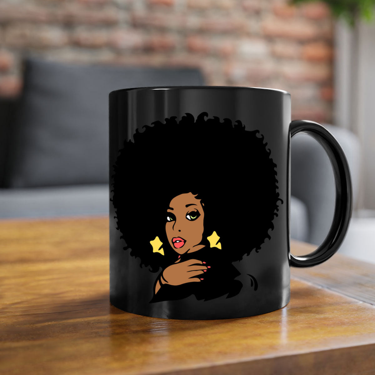 Black Women - Queen Mug featuring a glossy finish, colorful handle, and interior, available in multiple colors and sizes.