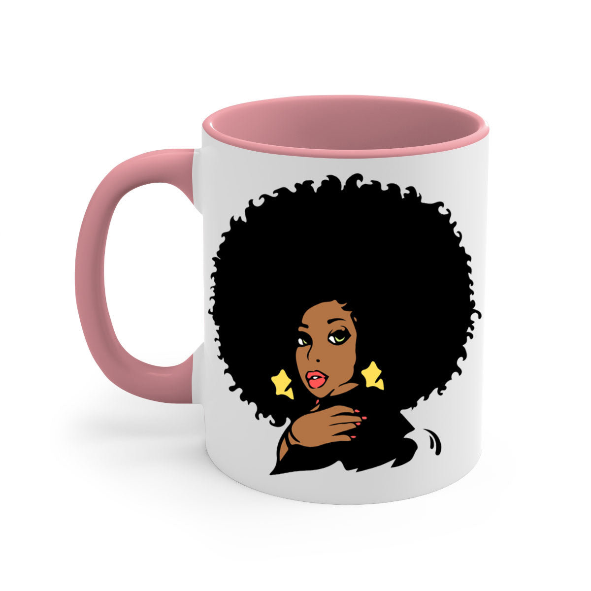 Black Women - Queen Mug featuring a glossy finish, colorful handle, and interior, available in multiple colors and sizes.