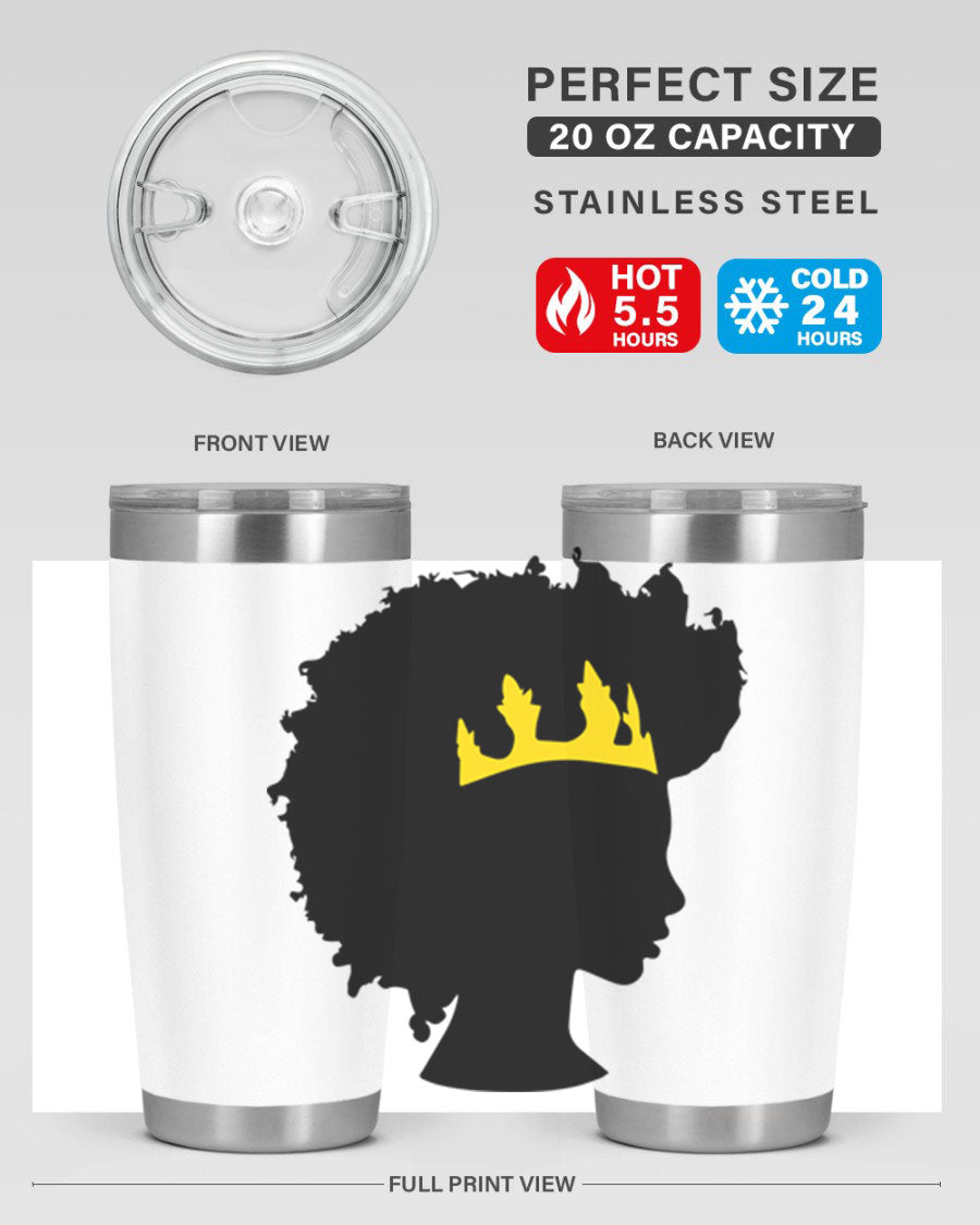 Black Women - Queen 59# Tumbler showcasing a stylish design with double wall vacuum insulation, perfect for hot and cold beverages.