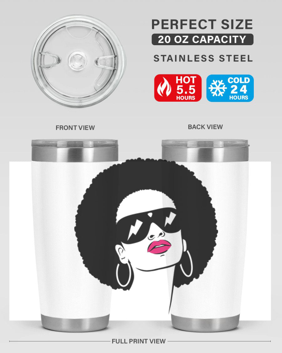 Black Women - Queen 66# Tumbler in stainless steel with a stylish design, perfect for hot and cold beverages.
