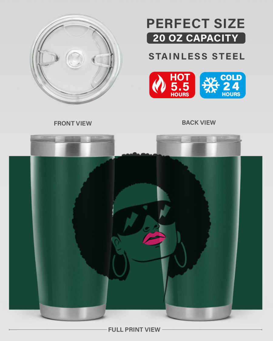 Black Women - Queen 66# Tumbler in stainless steel with a stylish design, perfect for hot and cold beverages.