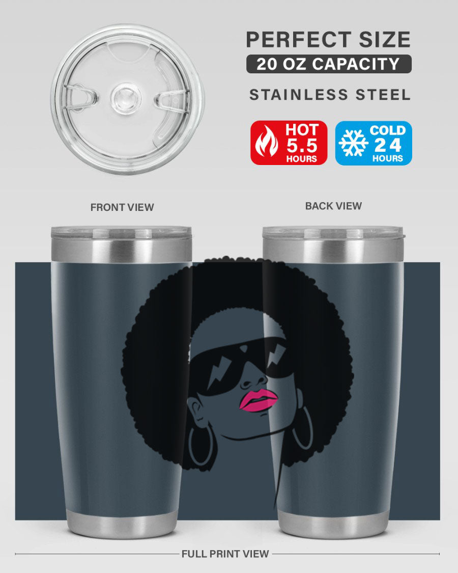 Black Women - Queen 66# Tumbler in stainless steel with a stylish design, perfect for hot and cold beverages.