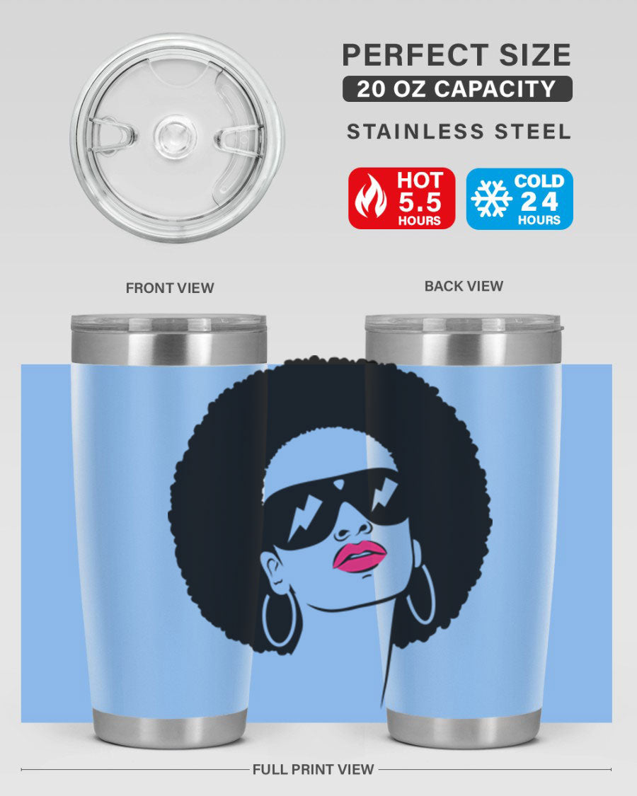 Black Women - Queen 66# Tumbler in stainless steel with a stylish design, perfect for hot and cold beverages.