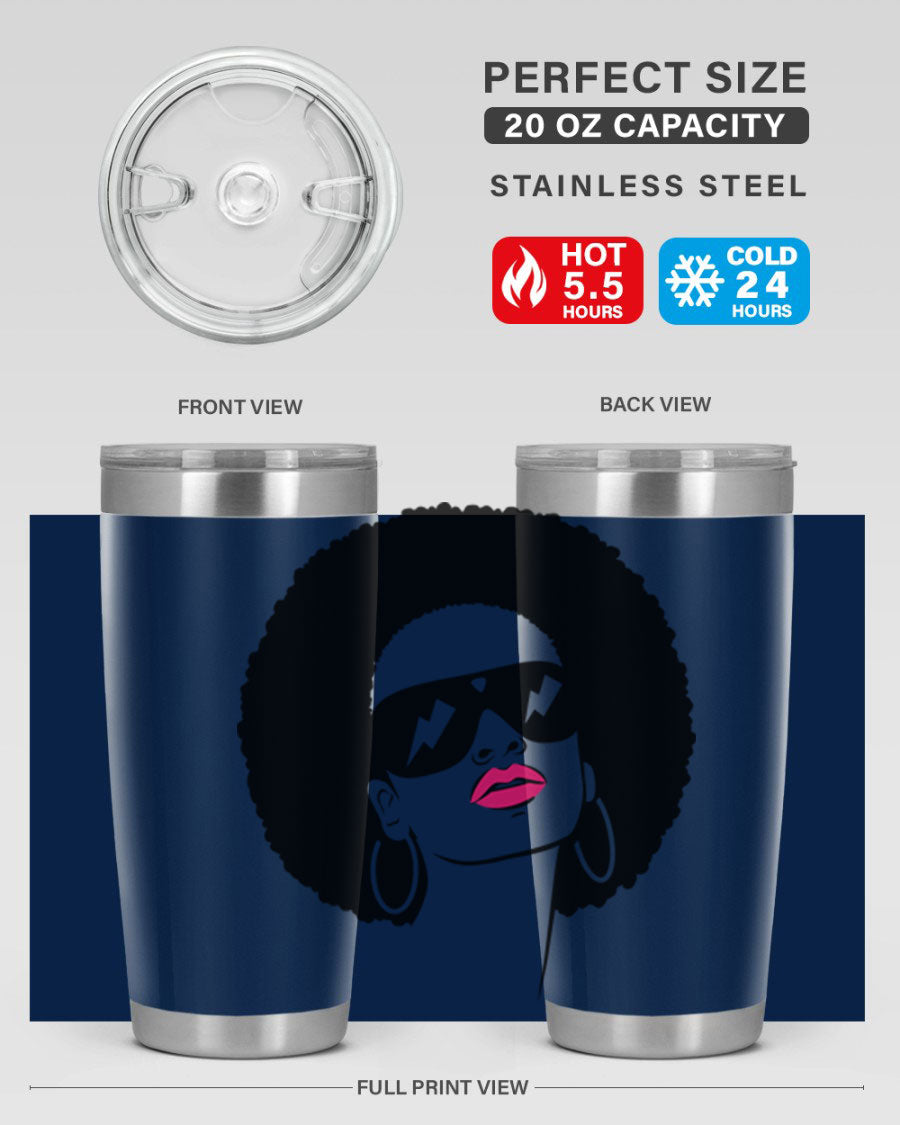 Black Women - Queen 66# Tumbler in stainless steel with a stylish design, perfect for hot and cold beverages.