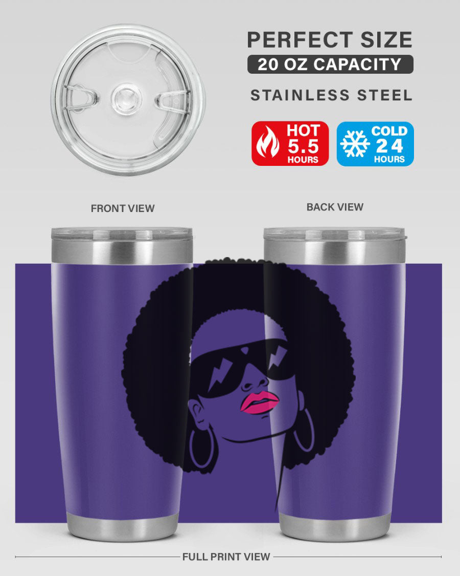 Black Women - Queen 66# Tumbler in stainless steel with a stylish design, perfect for hot and cold beverages.