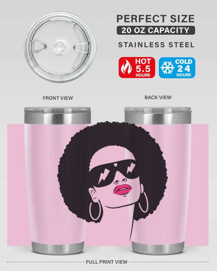 Black Women - Queen 66# Tumbler in stainless steel with a stylish design, perfect for hot and cold beverages.