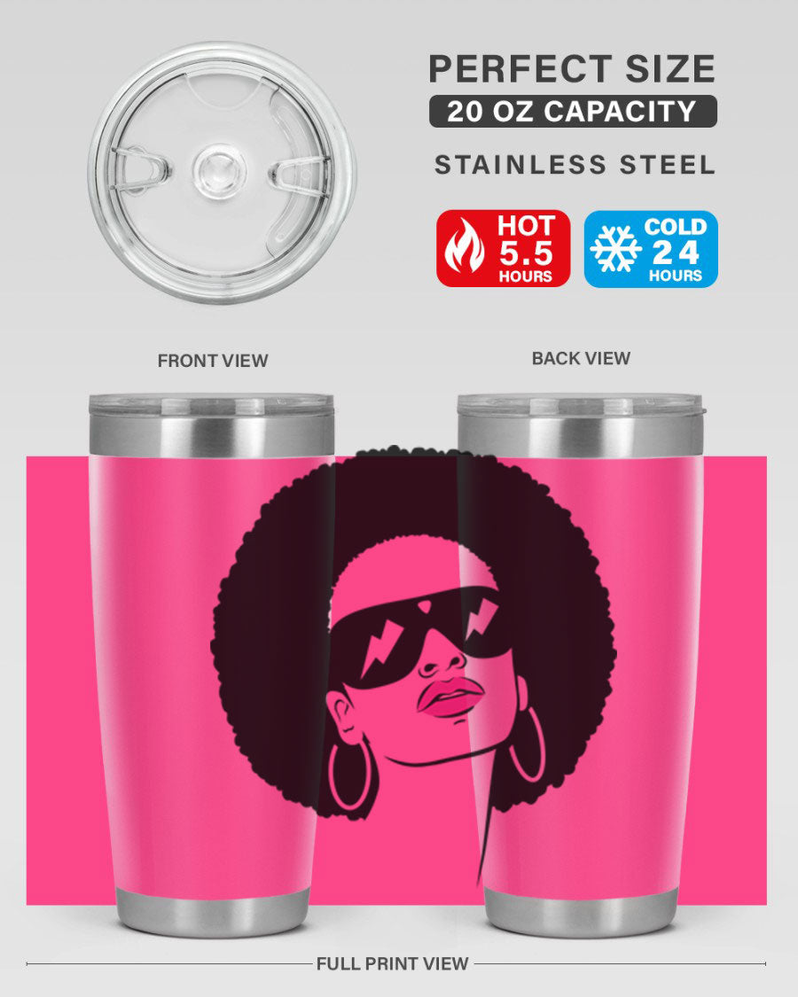 Black Women - Queen 66# Tumbler in stainless steel with a stylish design, perfect for hot and cold beverages.