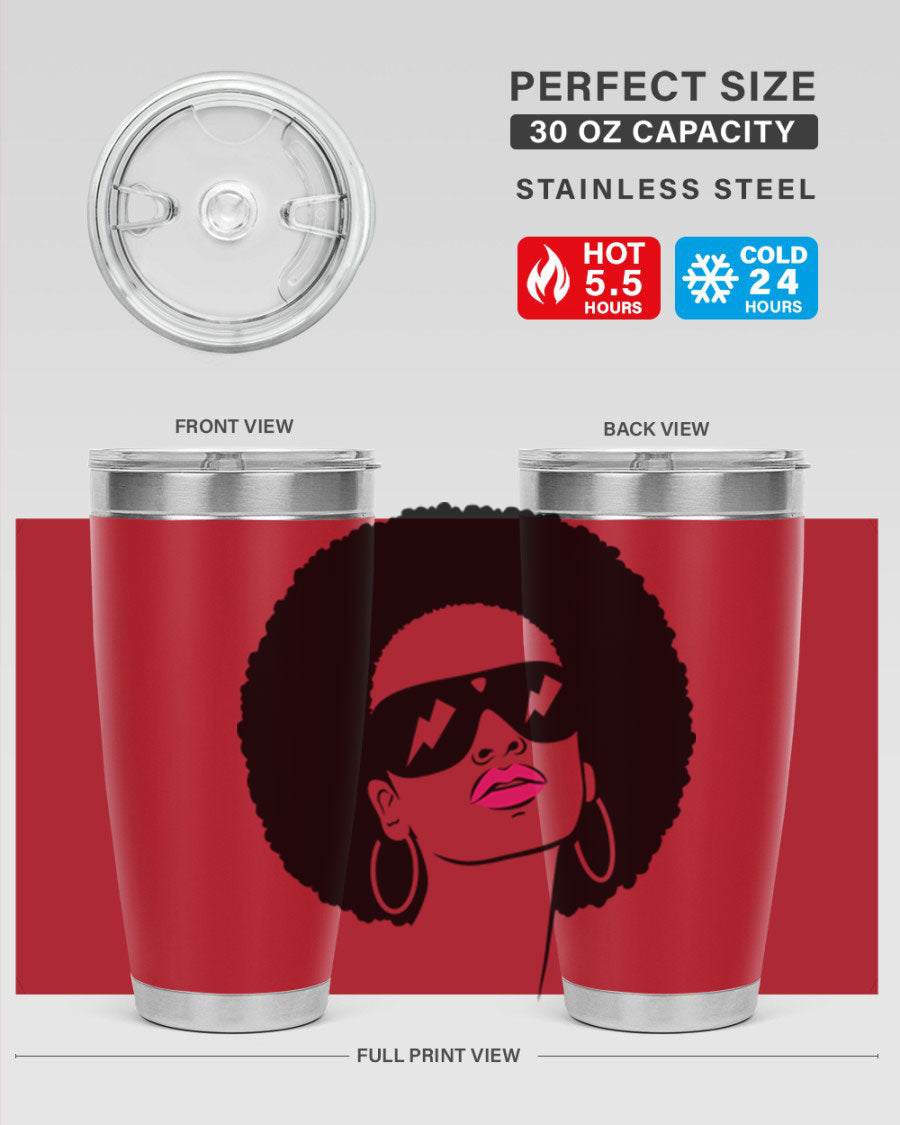 Black Women - Queen 66# Tumbler in stainless steel with a stylish design, perfect for hot and cold beverages.