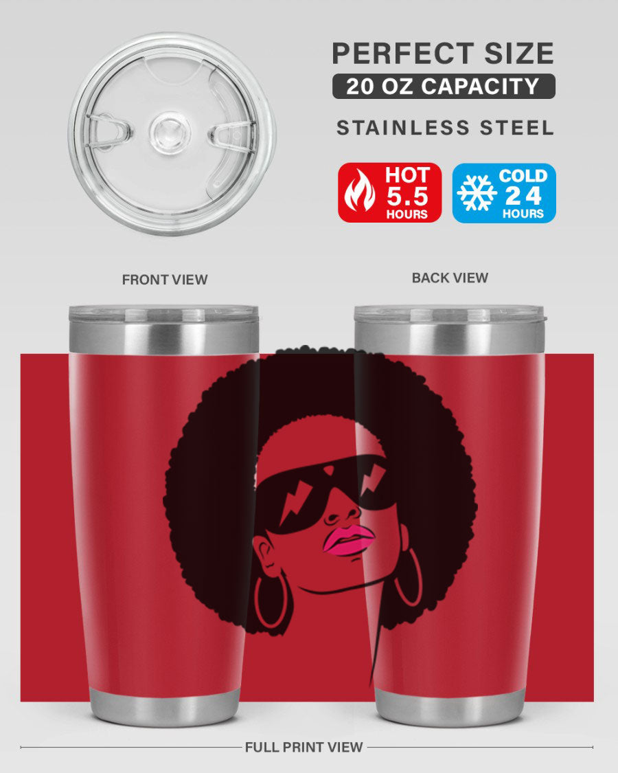 Black Women - Queen 66# Tumbler in stainless steel with a stylish design, perfect for hot and cold beverages.