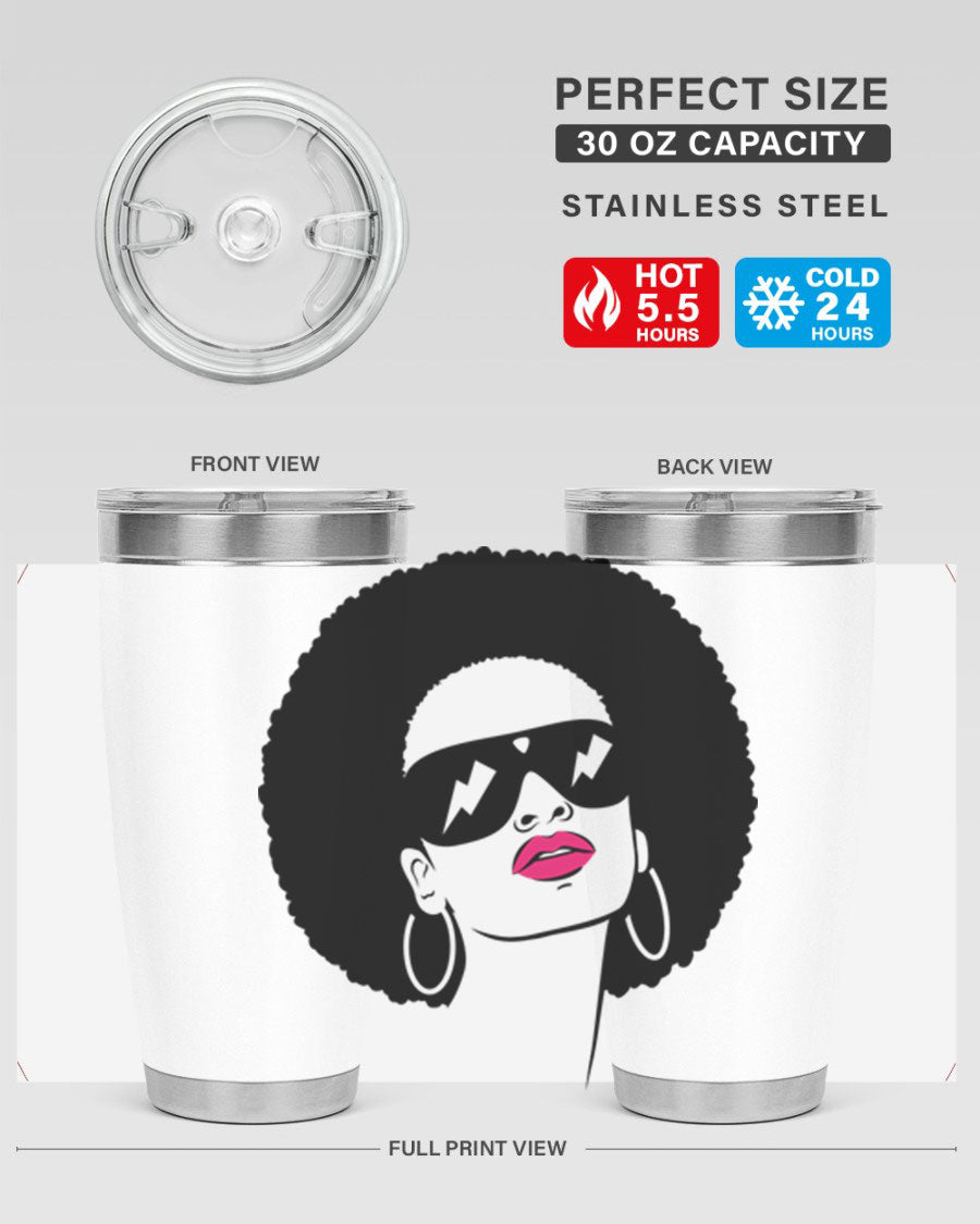 Black Women - Queen 66# Tumbler in stainless steel with a stylish design, perfect for hot and cold beverages.