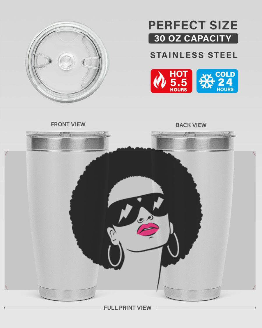 Black Women - Queen 66# Tumbler in stainless steel with a stylish design, perfect for hot and cold beverages.