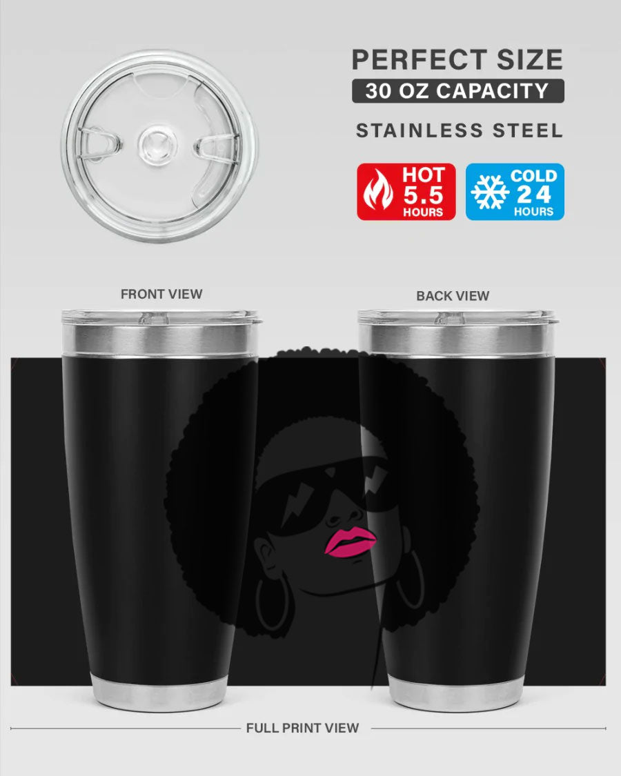 Black Women - Queen 66# Tumbler in stainless steel with a stylish design, perfect for hot and cold beverages.