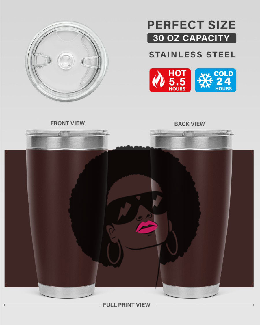 Black Women - Queen 66# Tumbler in stainless steel with a stylish design, perfect for hot and cold beverages.
