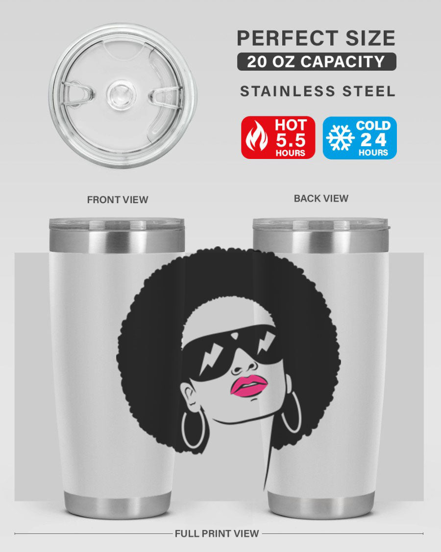 Black Women - Queen 66# Tumbler in stainless steel with a stylish design, perfect for hot and cold beverages.