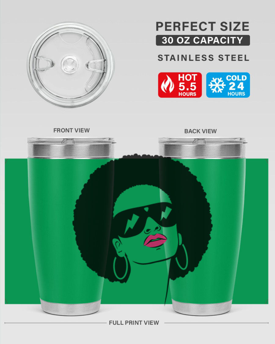 Black Women - Queen 66# Tumbler in stainless steel with a stylish design, perfect for hot and cold beverages.
