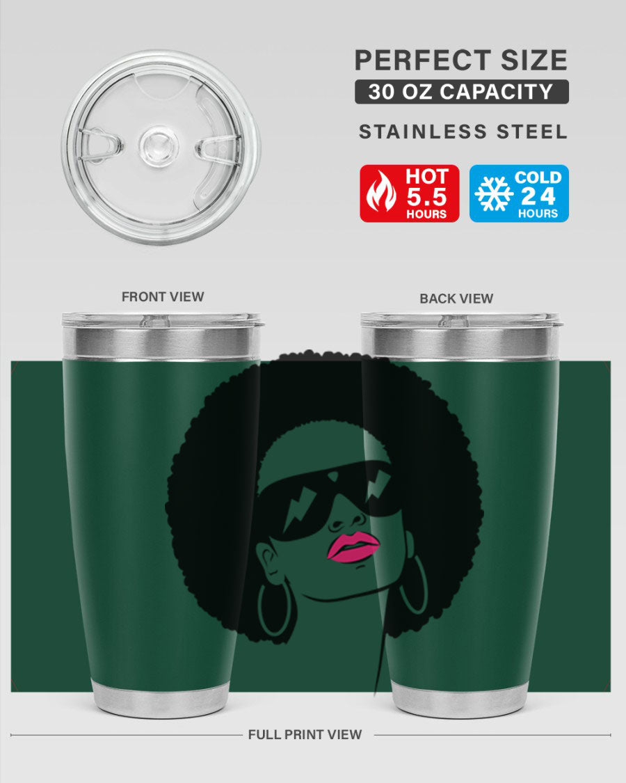 Black Women - Queen 66# Tumbler in stainless steel with a stylish design, perfect for hot and cold beverages.