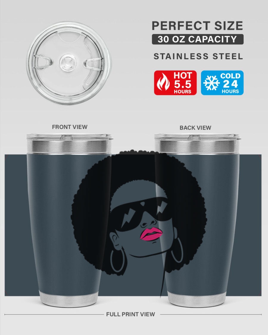 Black Women - Queen 66# Tumbler in stainless steel with a stylish design, perfect for hot and cold beverages.