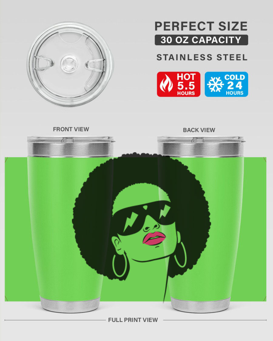 Black Women - Queen 66# Tumbler in stainless steel with a stylish design, perfect for hot and cold beverages.