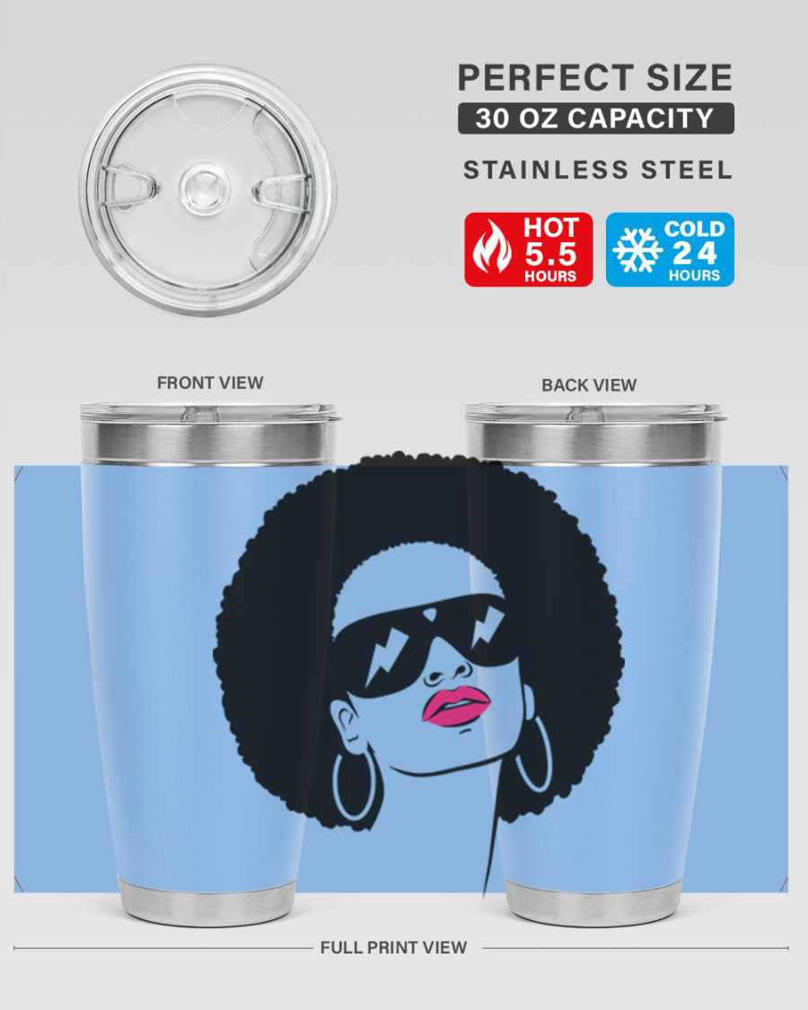 Black Women - Queen 66# Tumbler in stainless steel with a stylish design, perfect for hot and cold beverages.