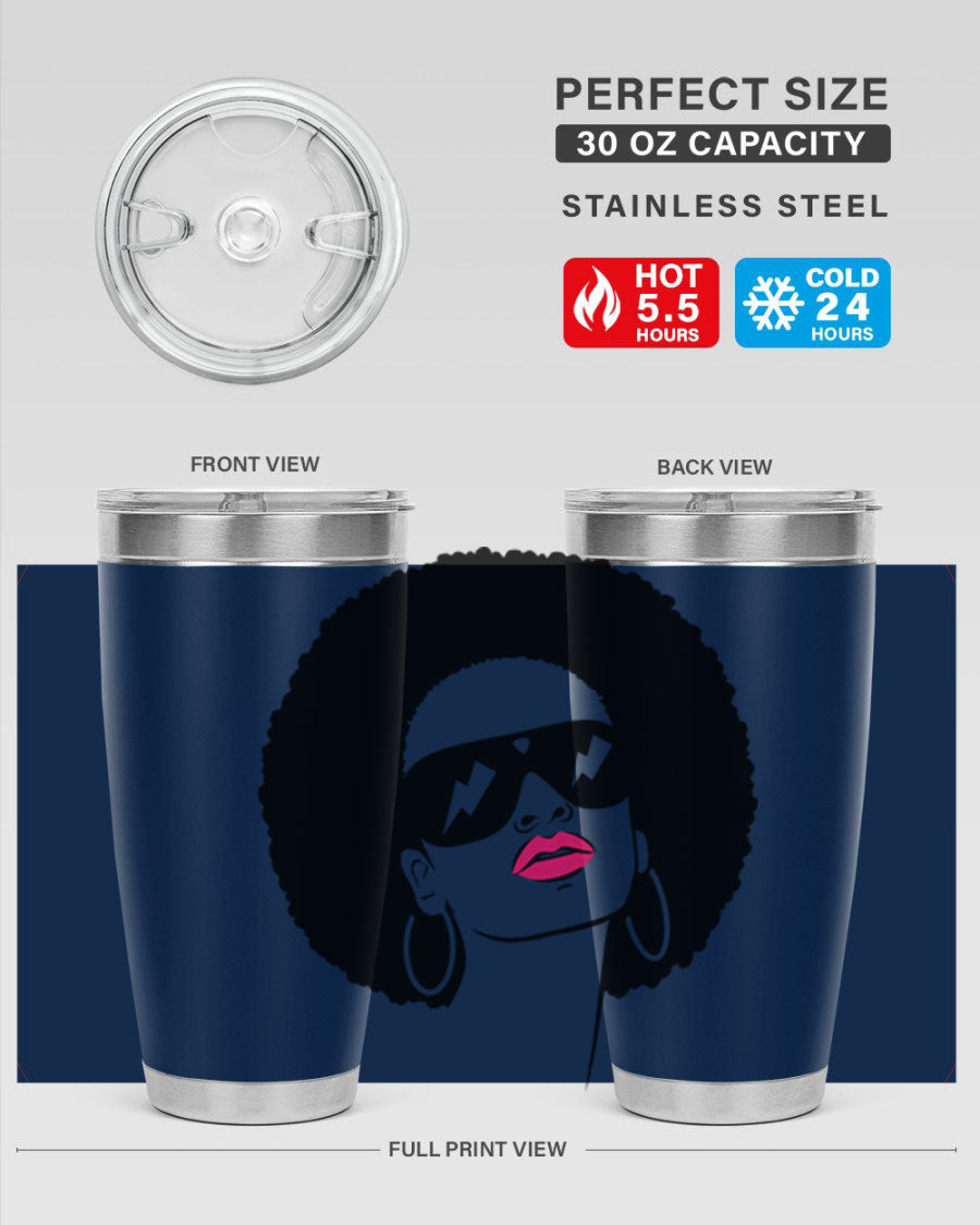 Black Women - Queen 66# Tumbler in stainless steel with a stylish design, perfect for hot and cold beverages.