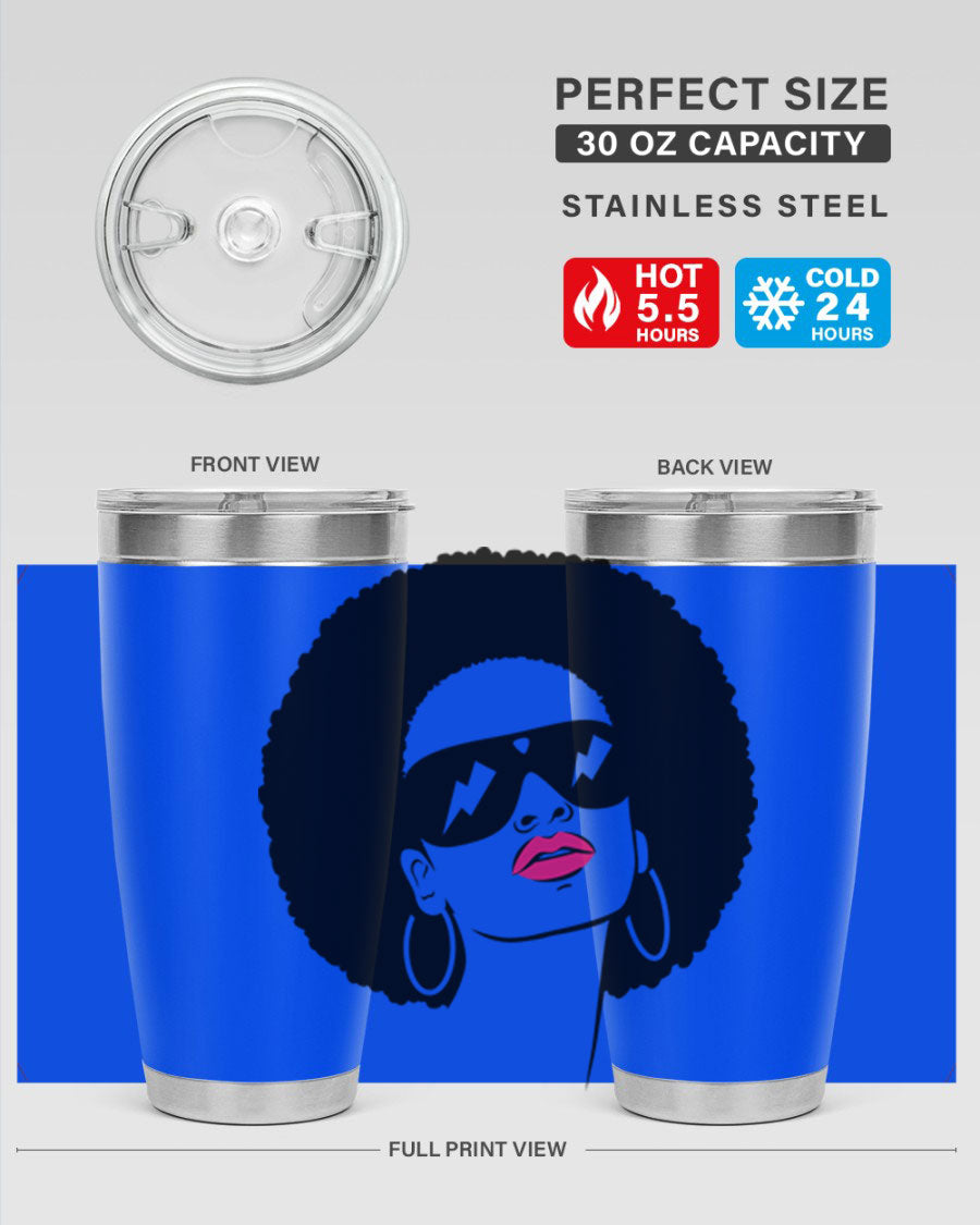 Black Women - Queen 66# Tumbler in stainless steel with a stylish design, perfect for hot and cold beverages.