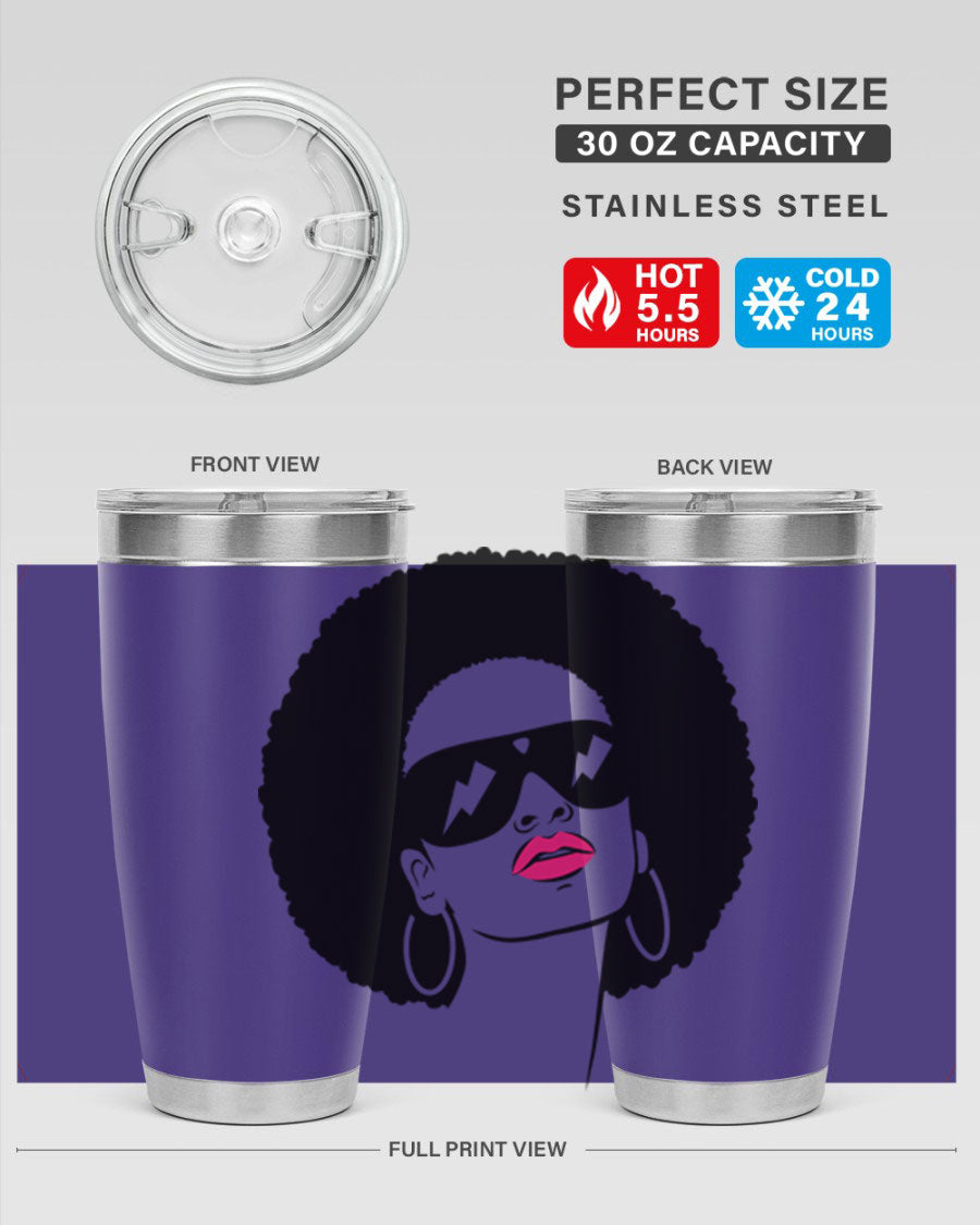 Black Women - Queen 66# Tumbler in stainless steel with a stylish design, perfect for hot and cold beverages.