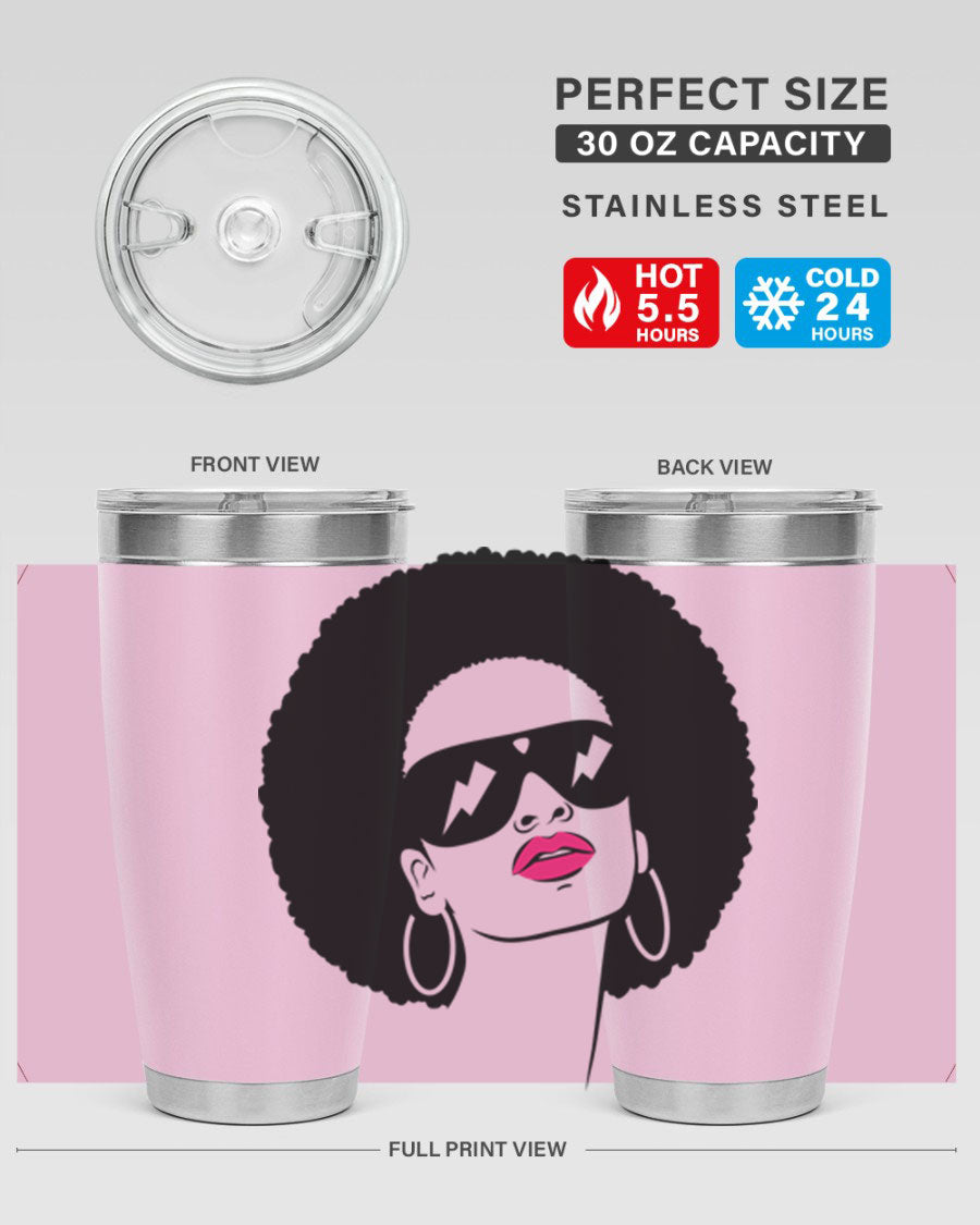 Black Women - Queen 66# Tumbler in stainless steel with a stylish design, perfect for hot and cold beverages.