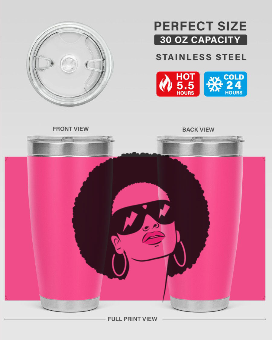 Black Women - Queen 66# Tumbler in stainless steel with a stylish design, perfect for hot and cold beverages.