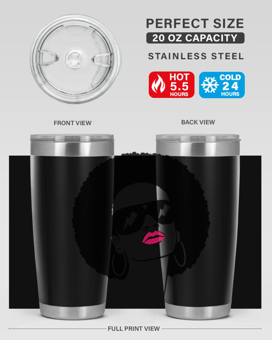 Black Women - Queen 66# Tumbler in stainless steel with a stylish design, perfect for hot and cold beverages.