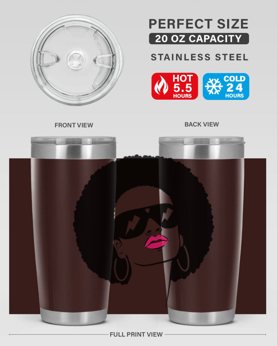Black Women - Queen 66# Tumbler in stainless steel with a stylish design, perfect for hot and cold beverages.