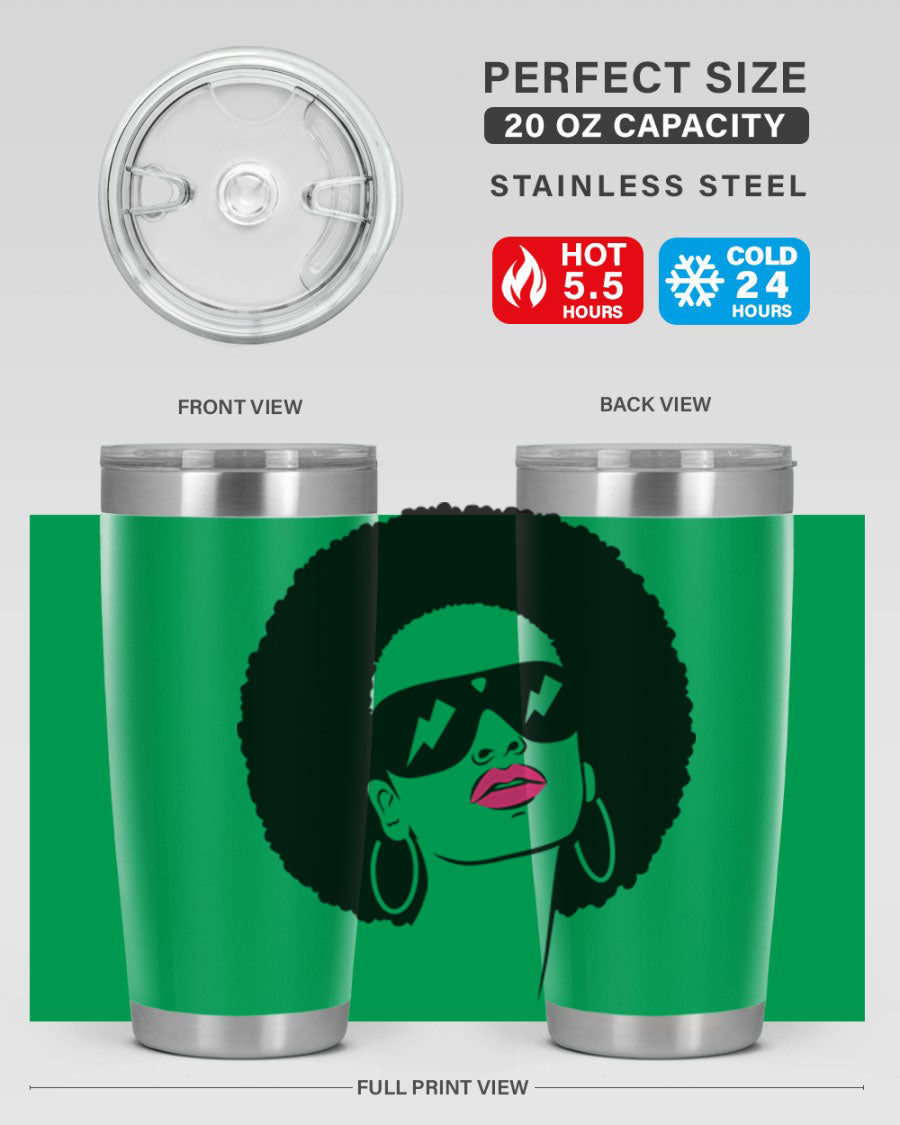 Black Women - Queen 66# Tumbler in stainless steel with a stylish design, perfect for hot and cold beverages.