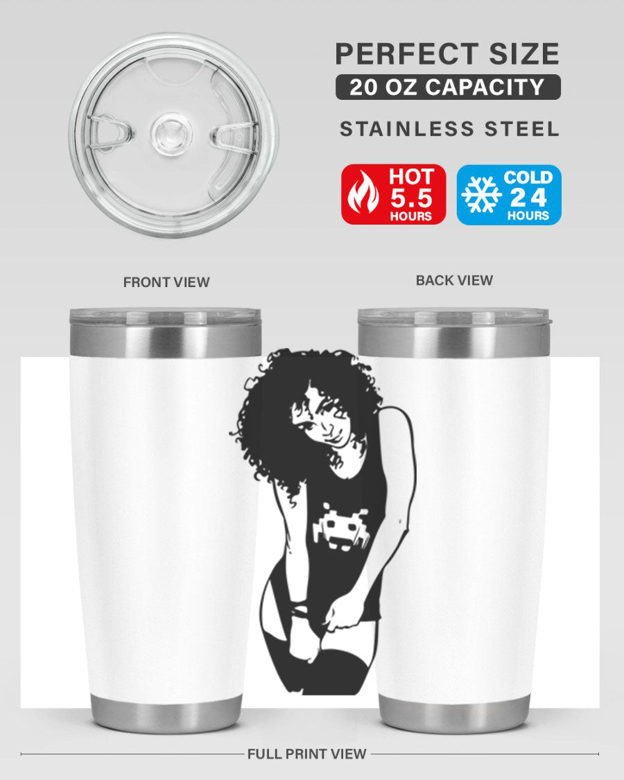 Black Women - Queen 61# Tumbler featuring double wall vacuum stainless steel design with copper lining, ideal for hot and cold beverages.