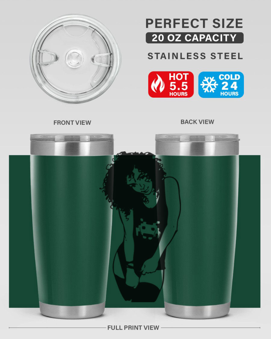 Black Women - Queen 61# Tumbler featuring double wall vacuum stainless steel design with copper lining, ideal for hot and cold beverages.