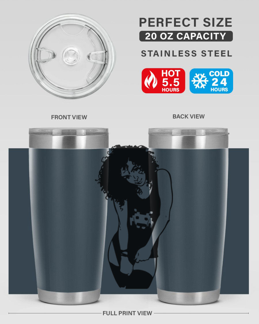 Black Women - Queen 61# Tumbler featuring double wall vacuum stainless steel design with copper lining, ideal for hot and cold beverages.