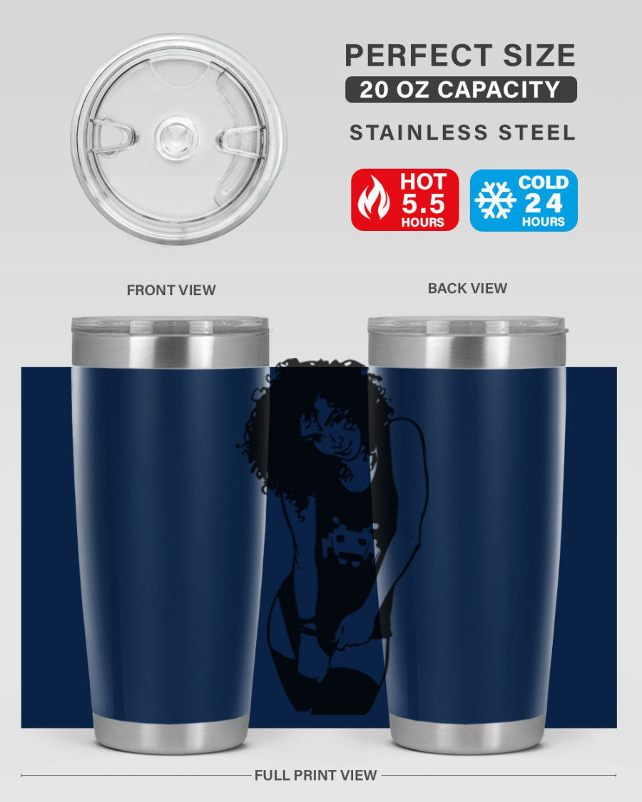 Black Women - Queen 61# Tumbler featuring double wall vacuum stainless steel design with copper lining, ideal for hot and cold beverages.