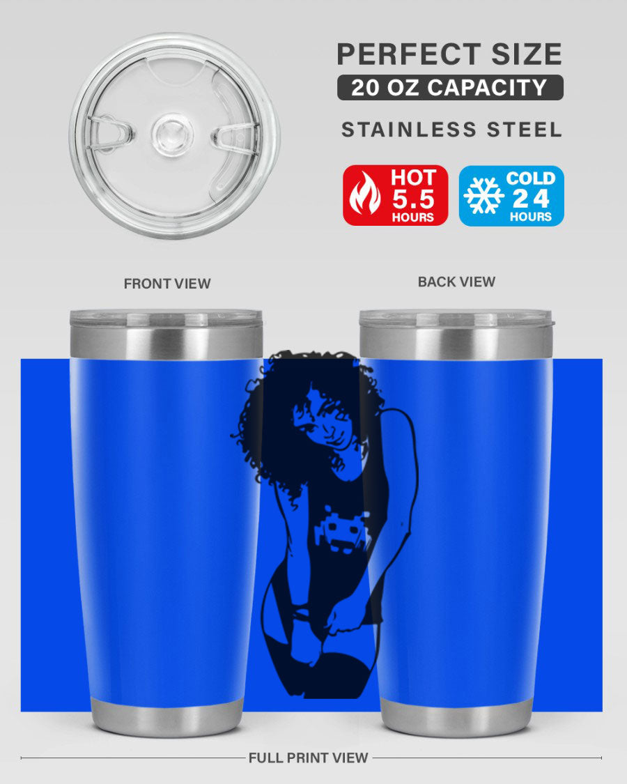 Black Women - Queen 61# Tumbler featuring double wall vacuum stainless steel design with copper lining, ideal for hot and cold beverages.