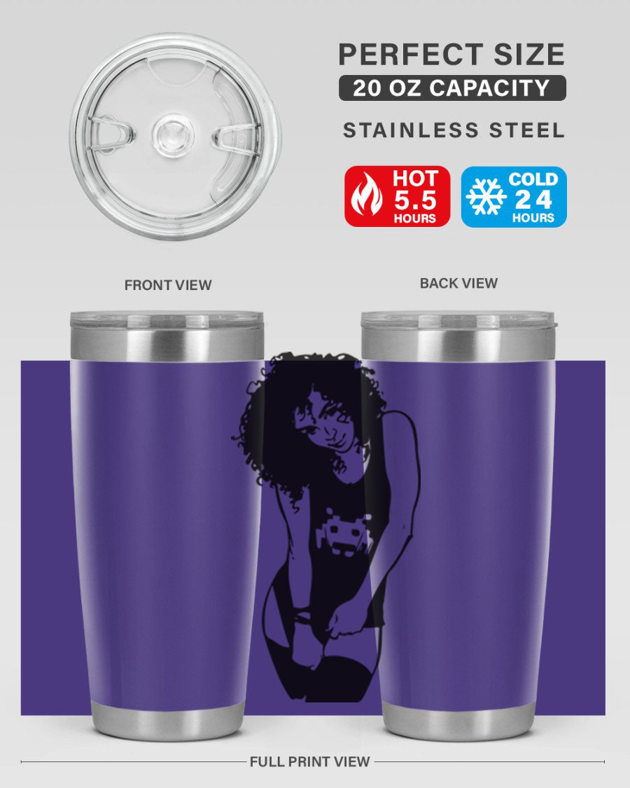 Black Women - Queen 61# Tumbler featuring double wall vacuum stainless steel design with copper lining, ideal for hot and cold beverages.