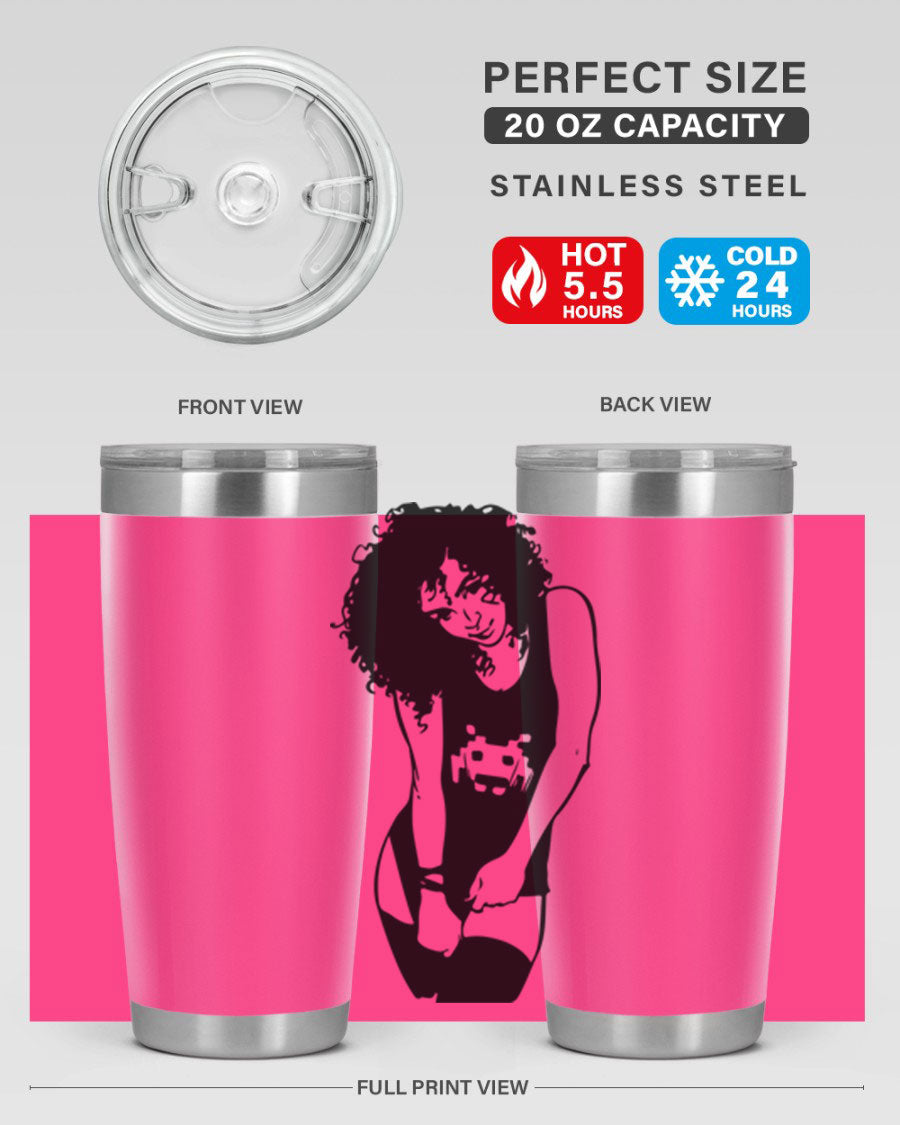 Black Women - Queen 61# Tumbler featuring double wall vacuum stainless steel design with copper lining, ideal for hot and cold beverages.
