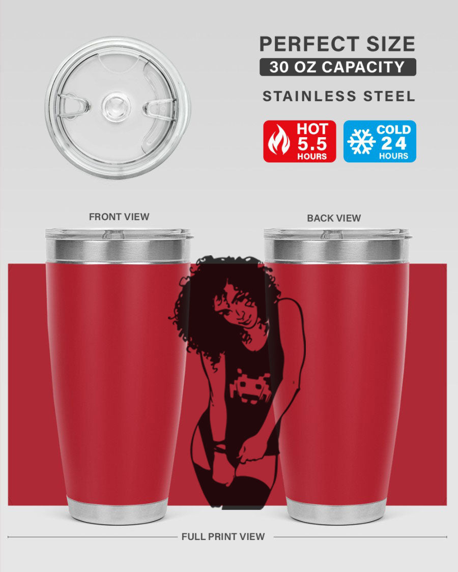 Black Women - Queen 61# Tumbler featuring double wall vacuum stainless steel design with copper lining, ideal for hot and cold beverages.