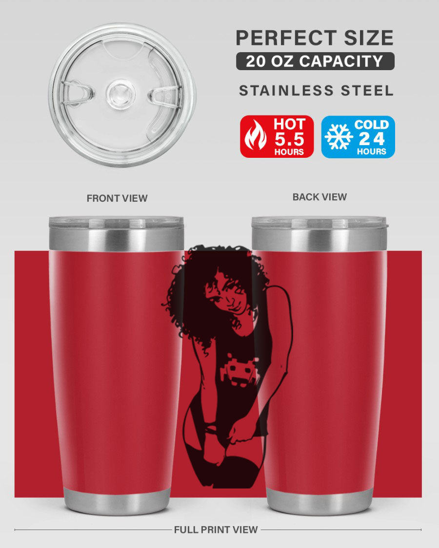 Black Women - Queen 61# Tumbler featuring double wall vacuum stainless steel design with copper lining, ideal for hot and cold beverages.