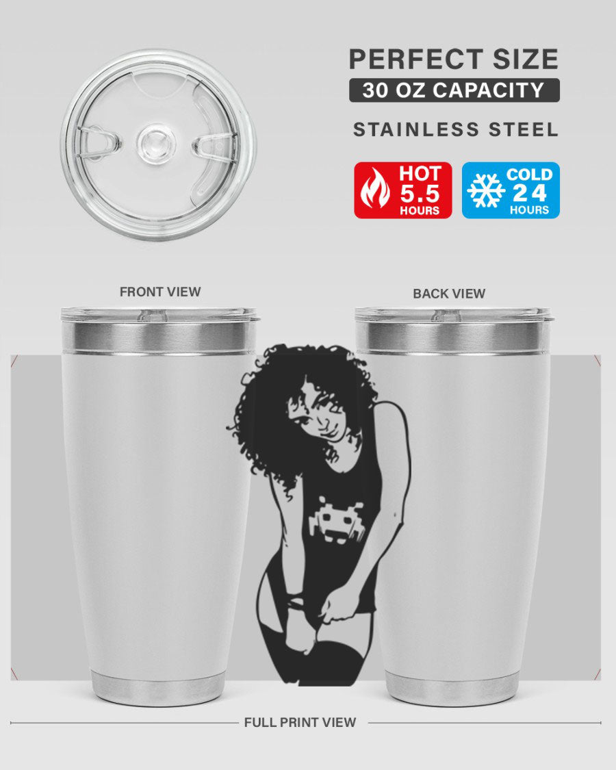 Black Women - Queen 61# Tumbler featuring double wall vacuum stainless steel design with copper lining, ideal for hot and cold beverages.