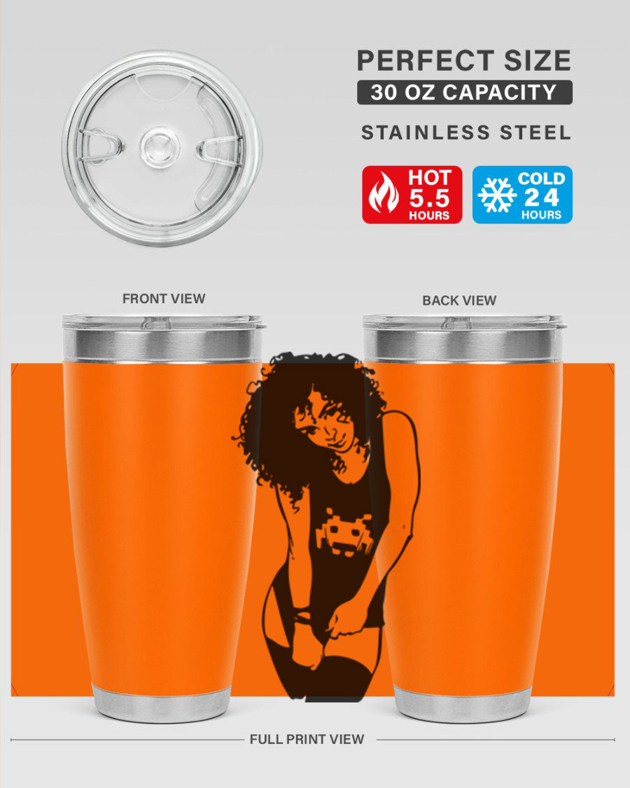 Black Women - Queen 61# Tumbler featuring double wall vacuum stainless steel design with copper lining, ideal for hot and cold beverages.