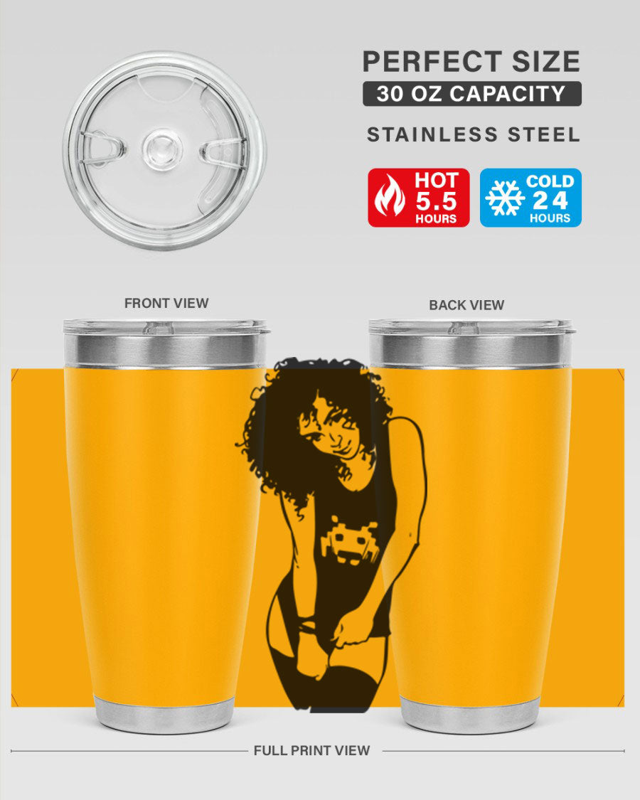 Black Women - Queen 61# Tumbler featuring double wall vacuum stainless steel design with copper lining, ideal for hot and cold beverages.